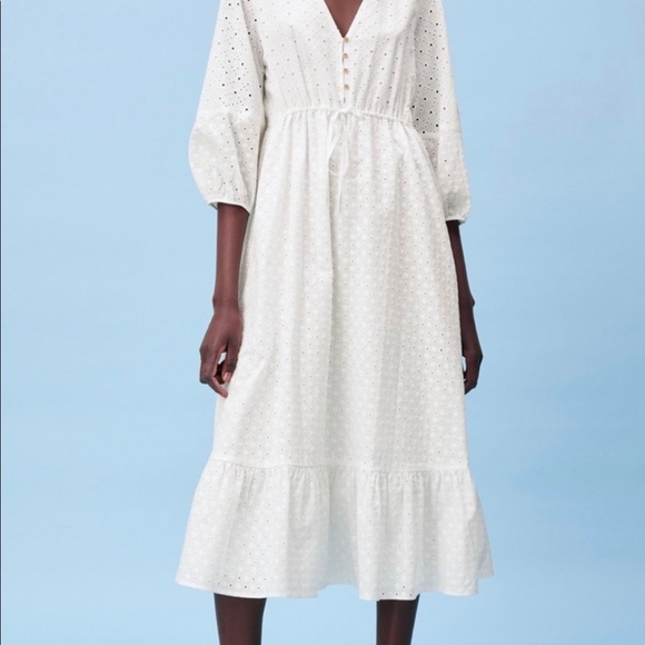 Zara openwork embroidered eyelet white dress S - Picture 3 of 16